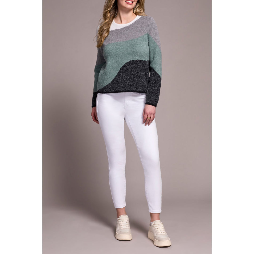 Pull ras du cou en tricot double pelucheux