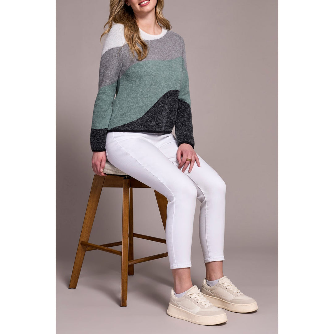 Pull ras du cou en tricot double pelucheux