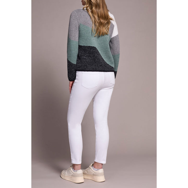 Pull ras du cou en tricot double pelucheux