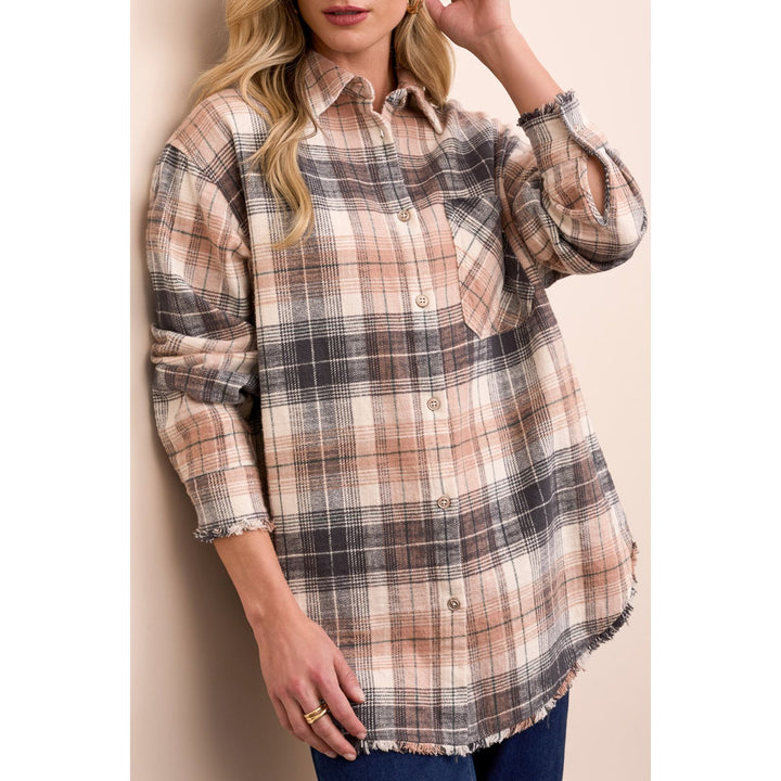 Plaid Shirt w/ Fringe Hem