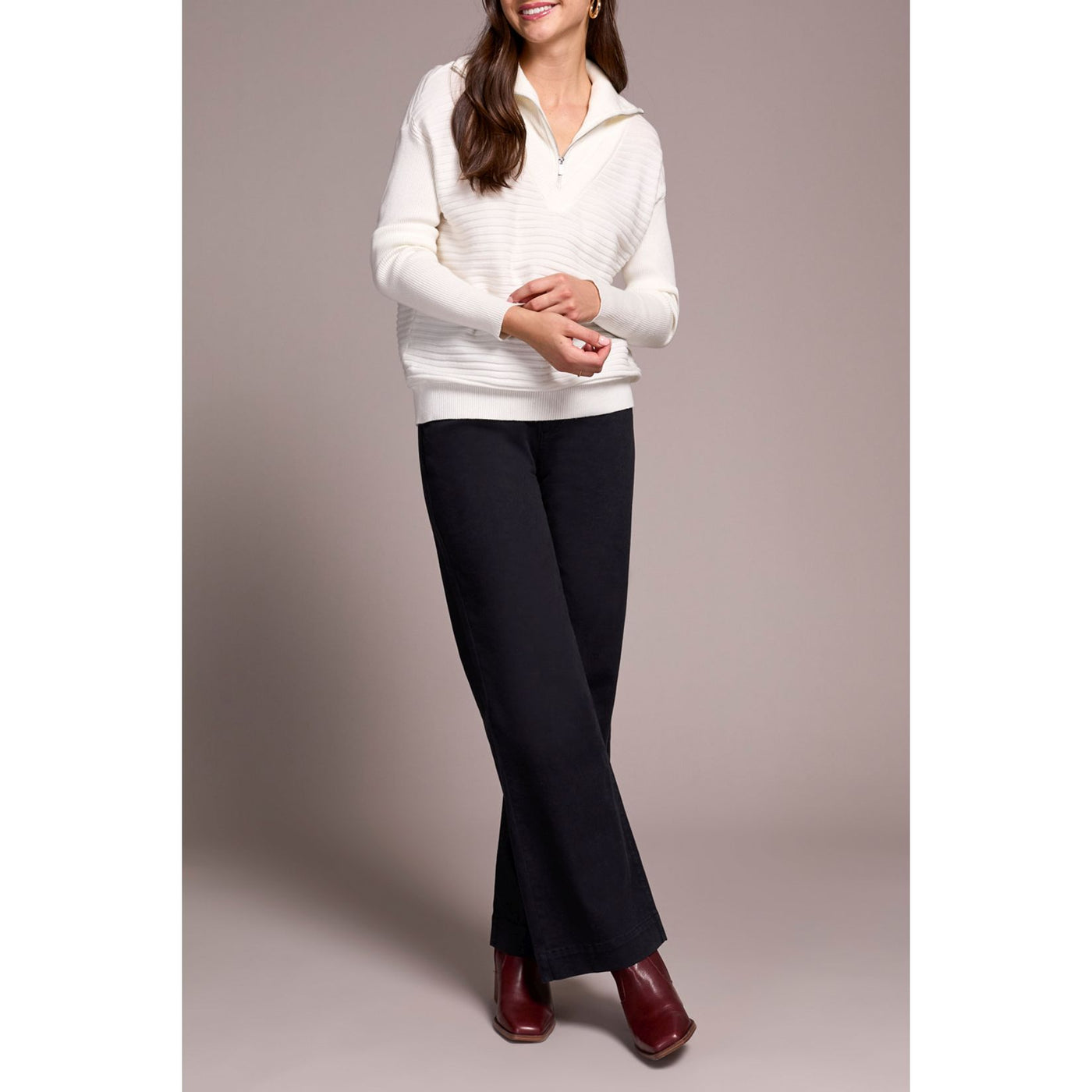 Zip Up V-Neck Sweater