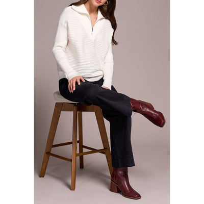 Zip Up V-Neck Sweater