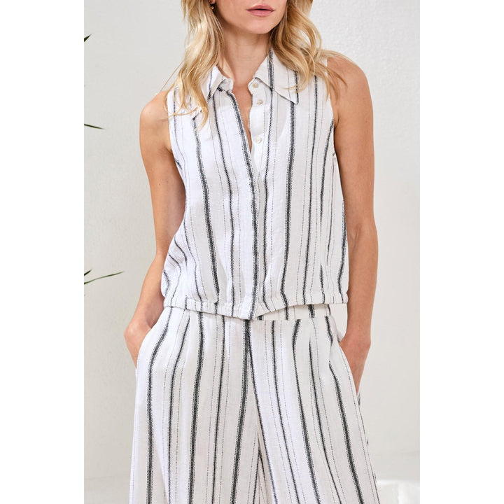 Hidden Placket Shirt w/ Elastic Waist