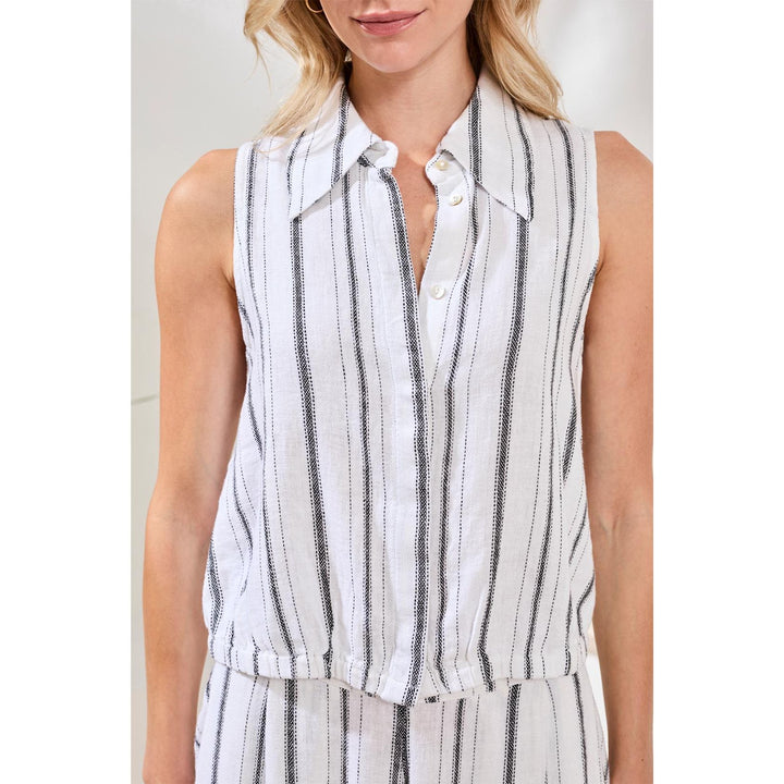 Hidden Placket Shirt w/ Elastic Waist