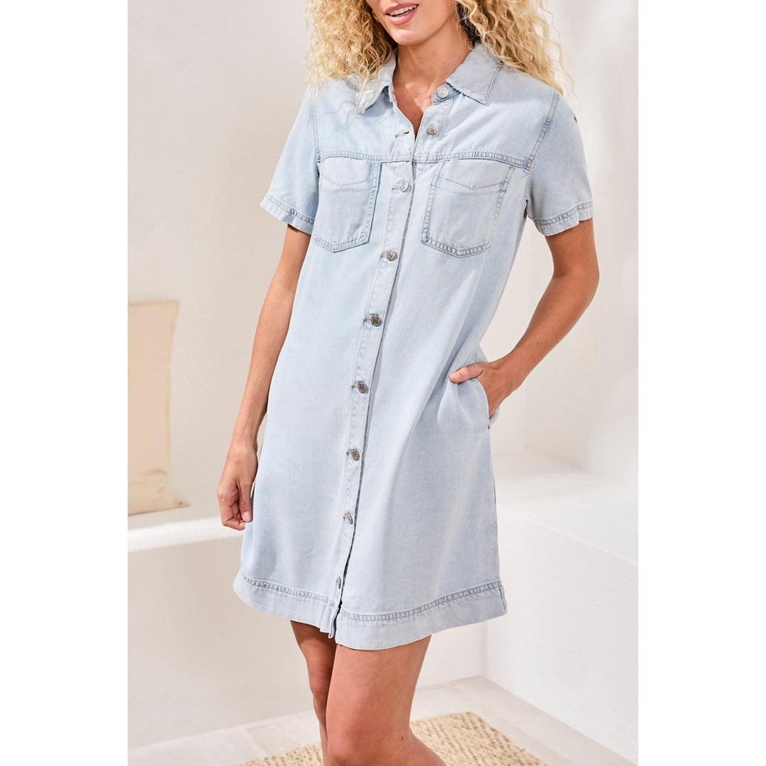 Denim Shirt Dress w/ Pockets