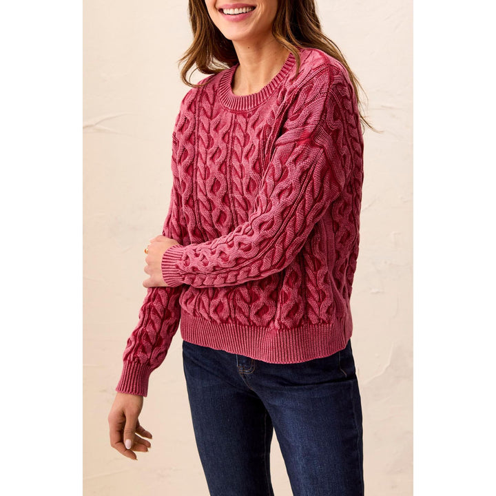 Cable Knit Special Wash Crew Neck Sweater