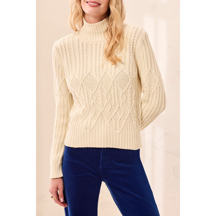 Cable Knit Mock Neck Special Wash Sweater