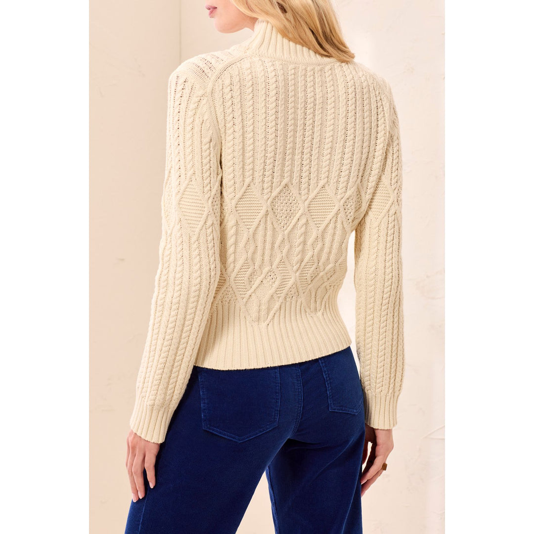 Cable Knit Mock Neck Special Wash Sweater