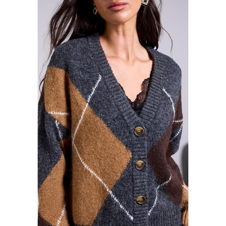 BLUE THREAD Diamond Pattern Button Front Knit Cardigan