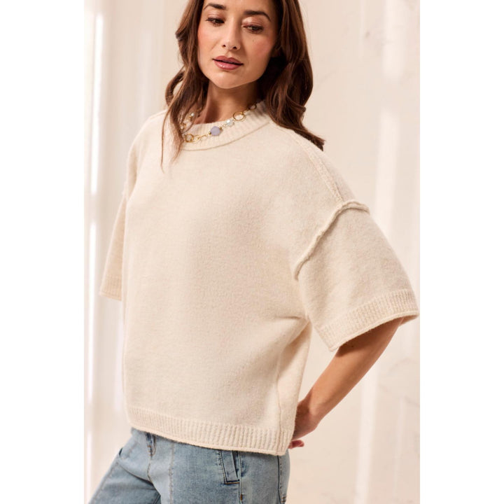 Lofty Elbow Sleeve Crew Neck Sweater