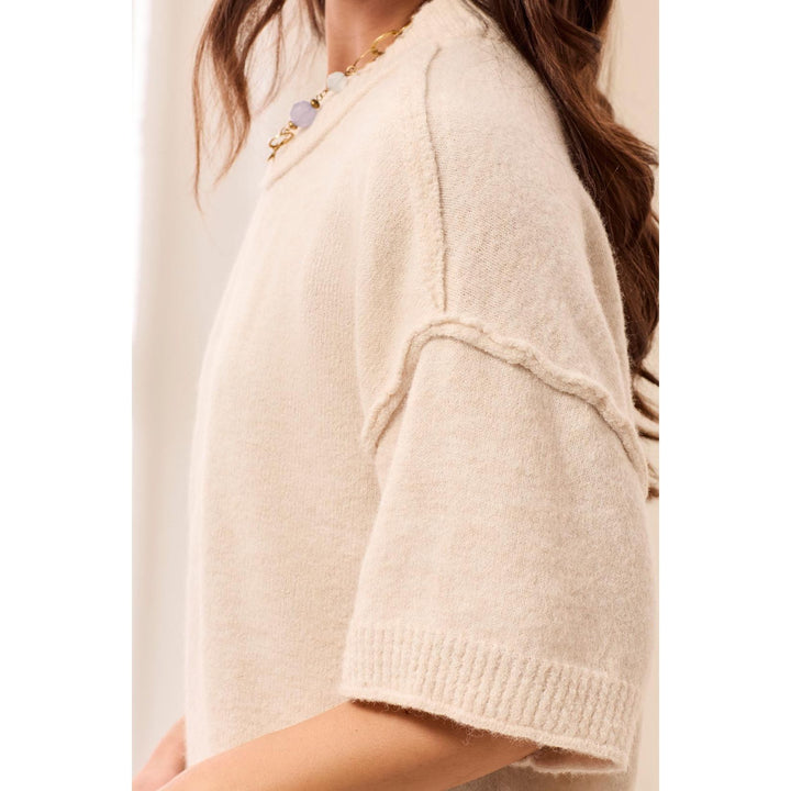 Lofty Elbow Sleeve Crew Neck Sweater