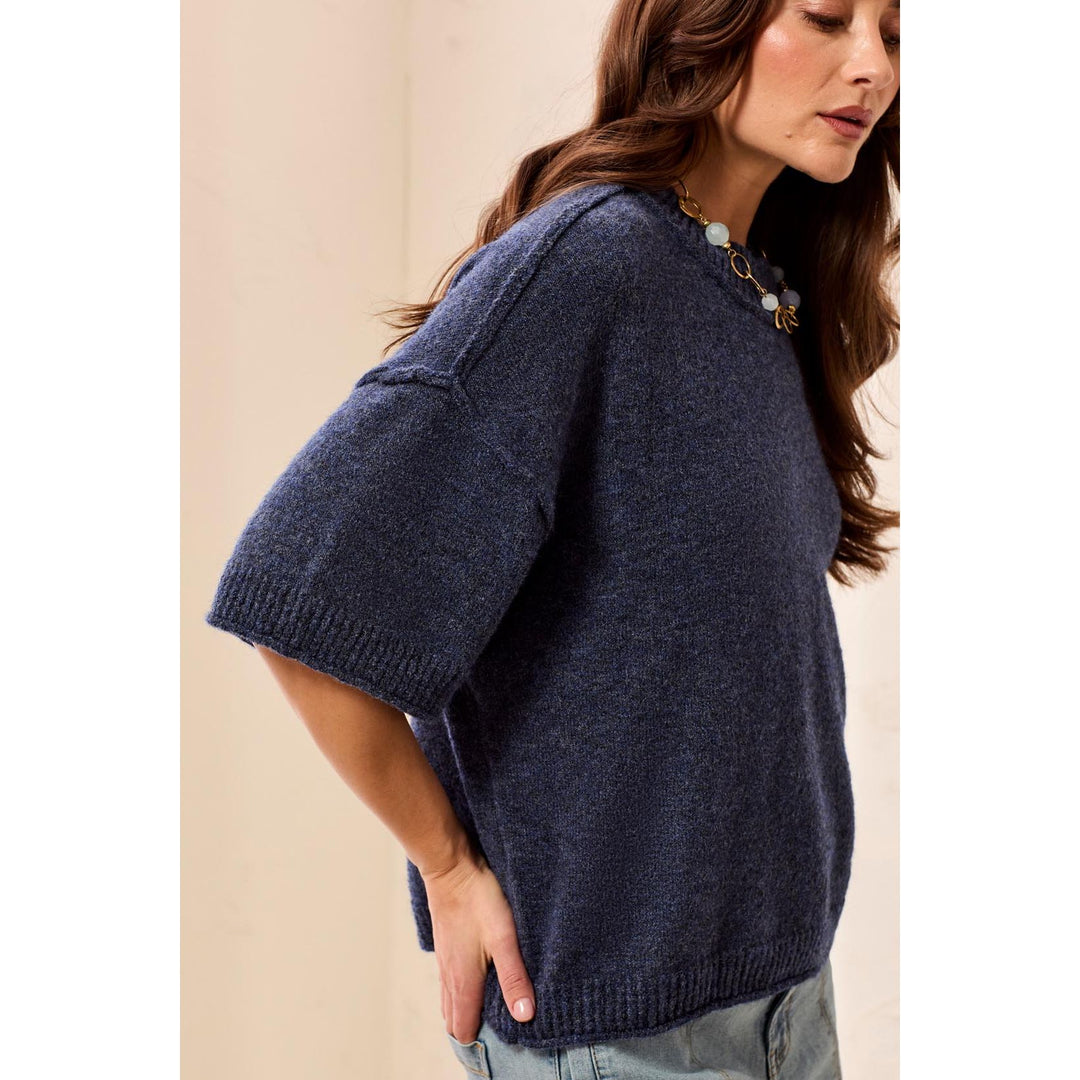 Lofty Elbow Sleeve Crew Neck Sweater