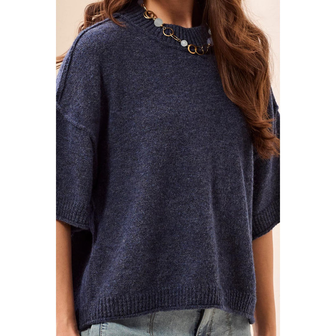 Lofty Elbow Sleeve Crew Neck Sweater