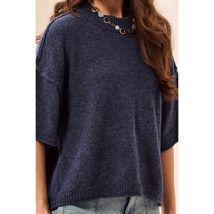 Lofty Elbow Sleeve Crew Neck Sweater