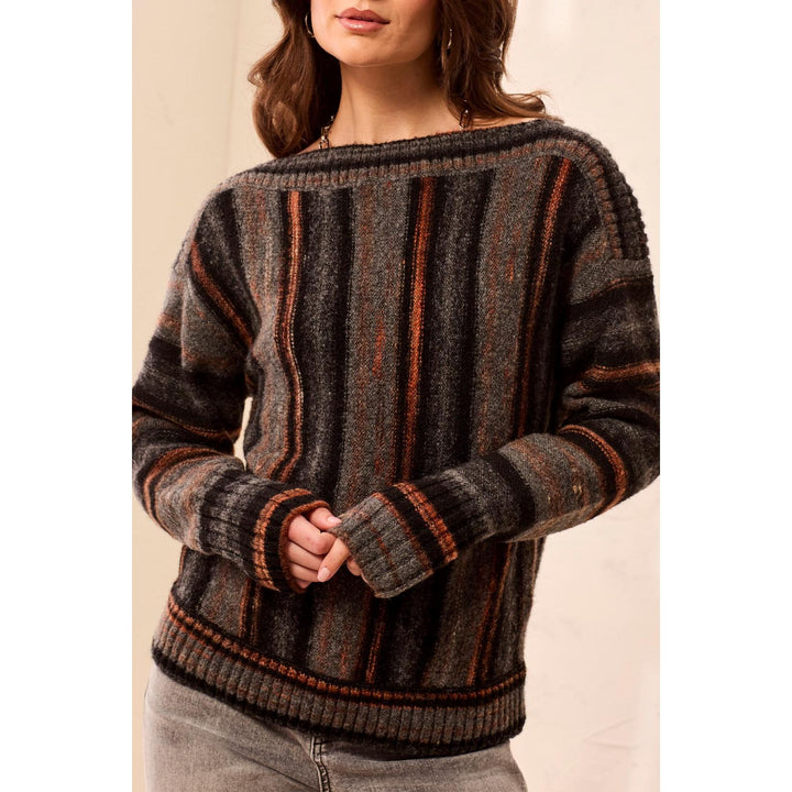 Yarn Dye Boat Neck Sweater