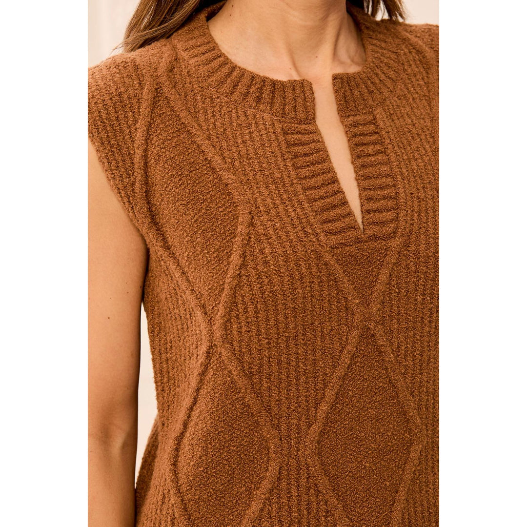 Split Crew Neck Sweater Vest