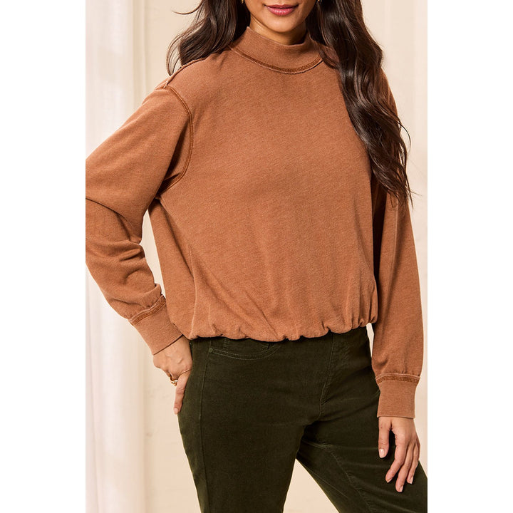 Bubble French Terry Crew Neck Long Sleeve Knit Top