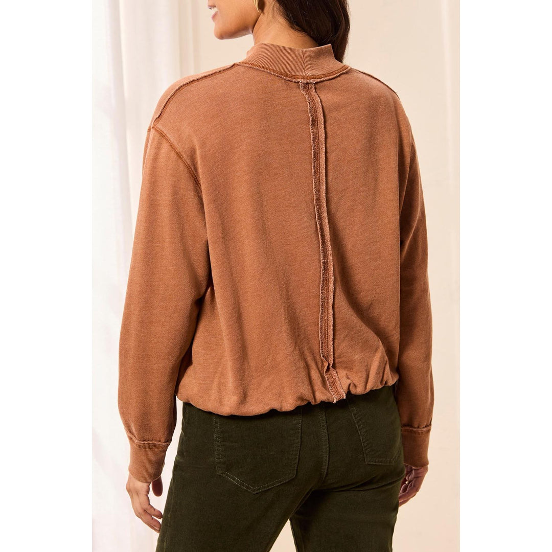 Bubble French Terry Crew Neck Long Sleeve Knit Top