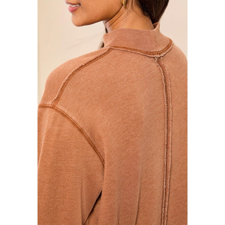 Bubble French Terry Crew Neck Long Sleeve Knit Top