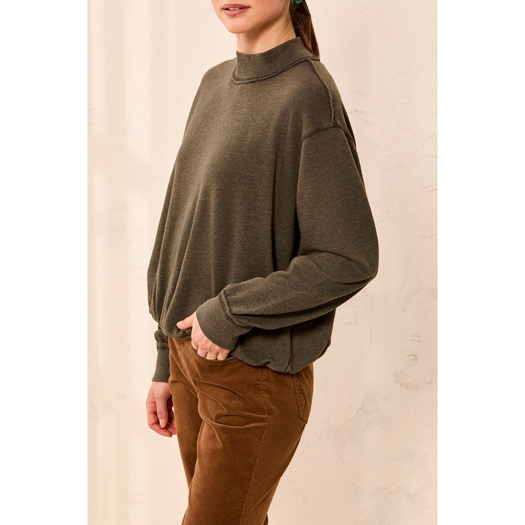 Bubble French Terry Crew Neck Long Sleeve Knit Top