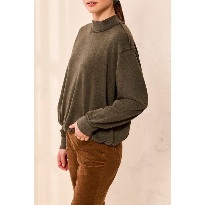 Bubble French Terry Crew Neck Long Sleeve Knit Top