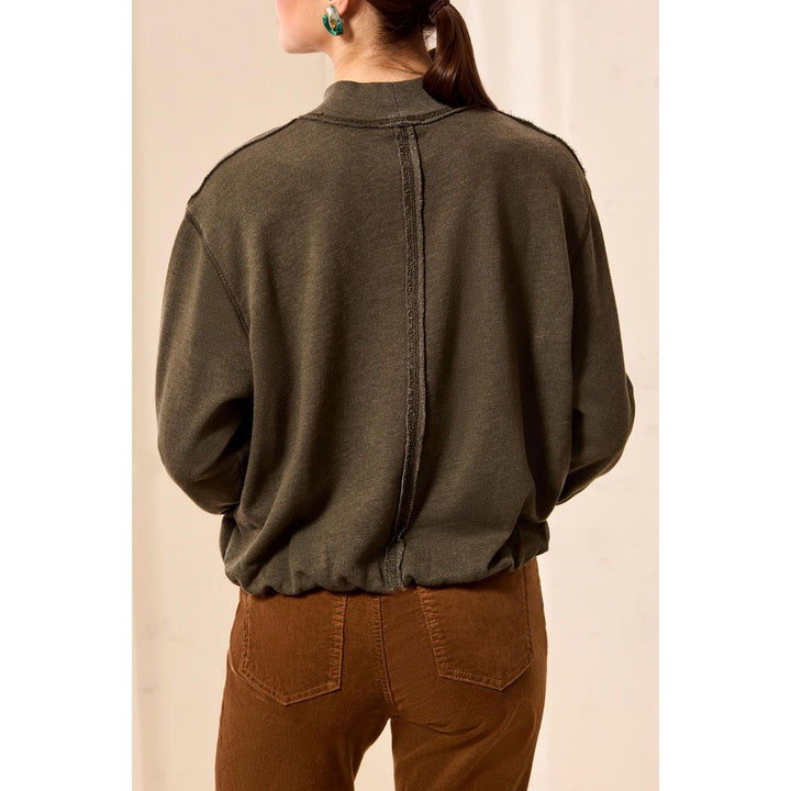 Bubble French Terry Crew Neck Long Sleeve Knit Top