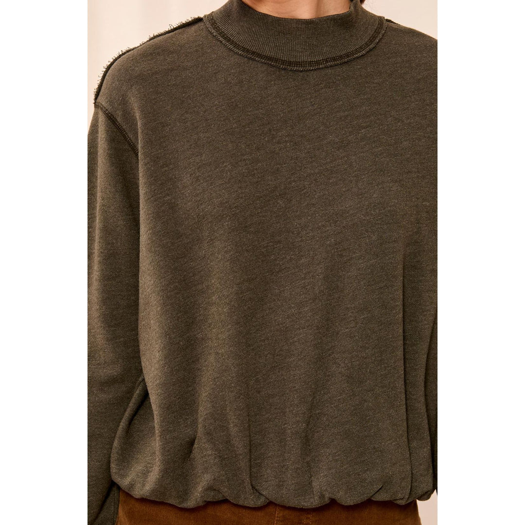 Bubble French Terry Crew Neck Long Sleeve Knit Top