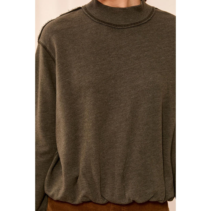 Bubble French Terry Crew Neck Long Sleeve Knit Top