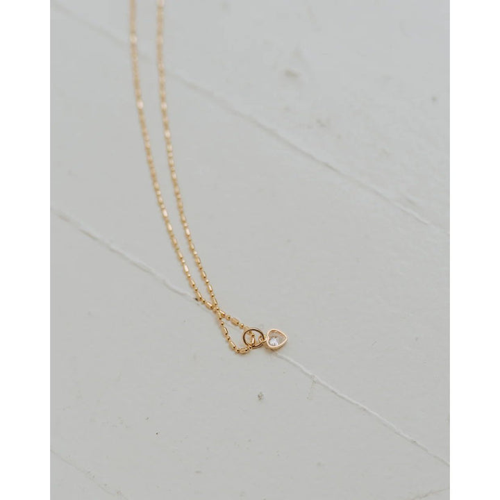 A Little Love Cubic Heart &amp; Ball Bar Chain Necklace