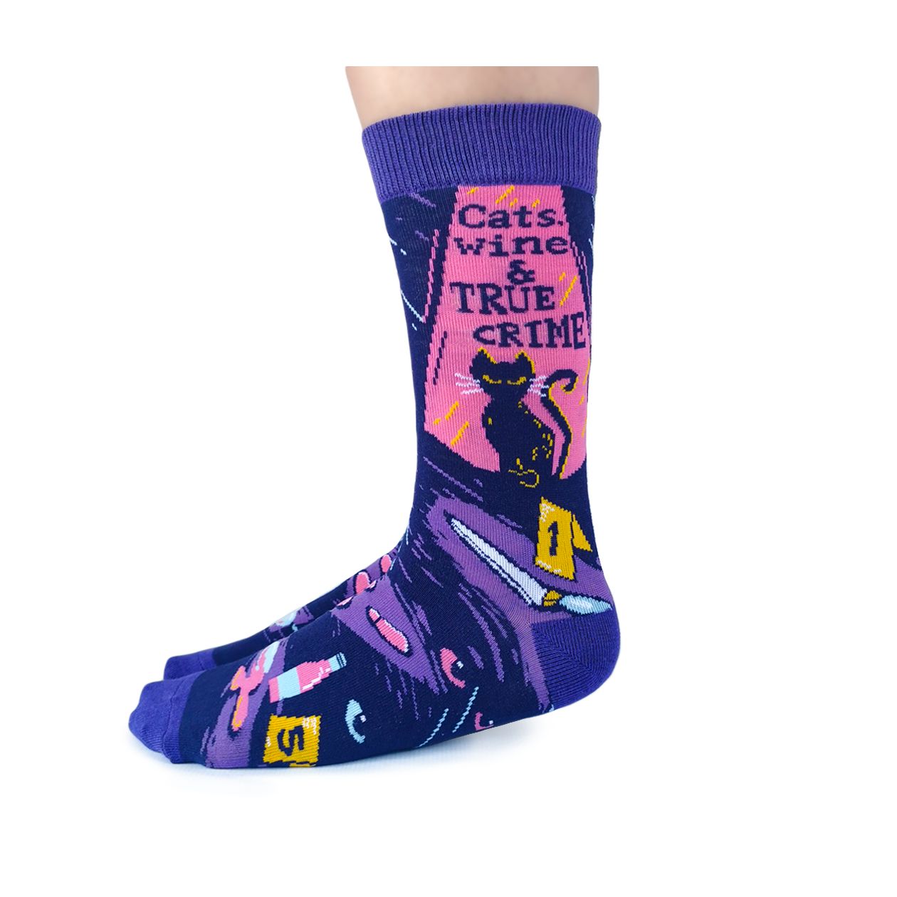 Women's Sock - Cats, Wine and Crime