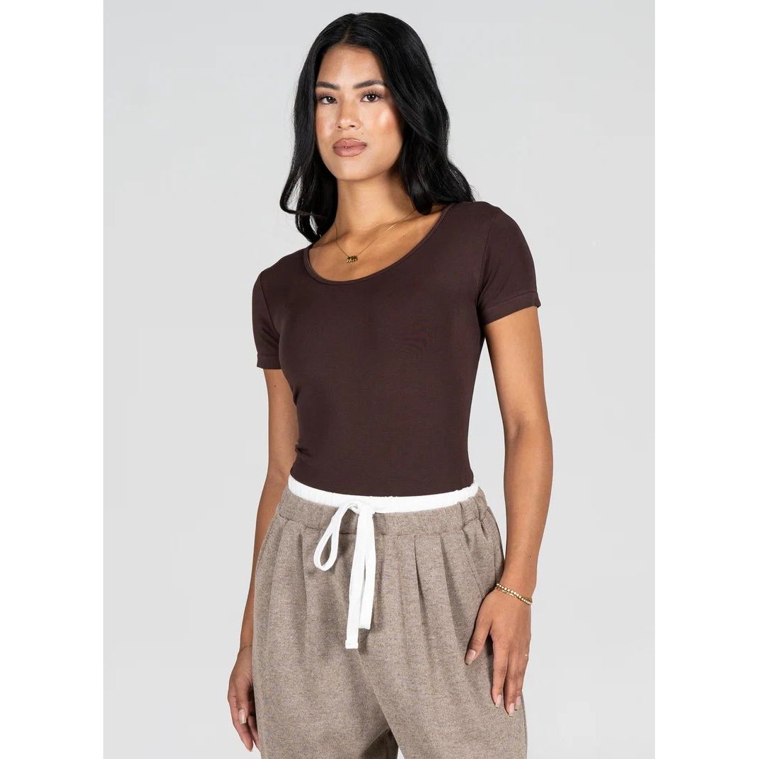 Bamboo Short Sleeve Scoop Neck Top
