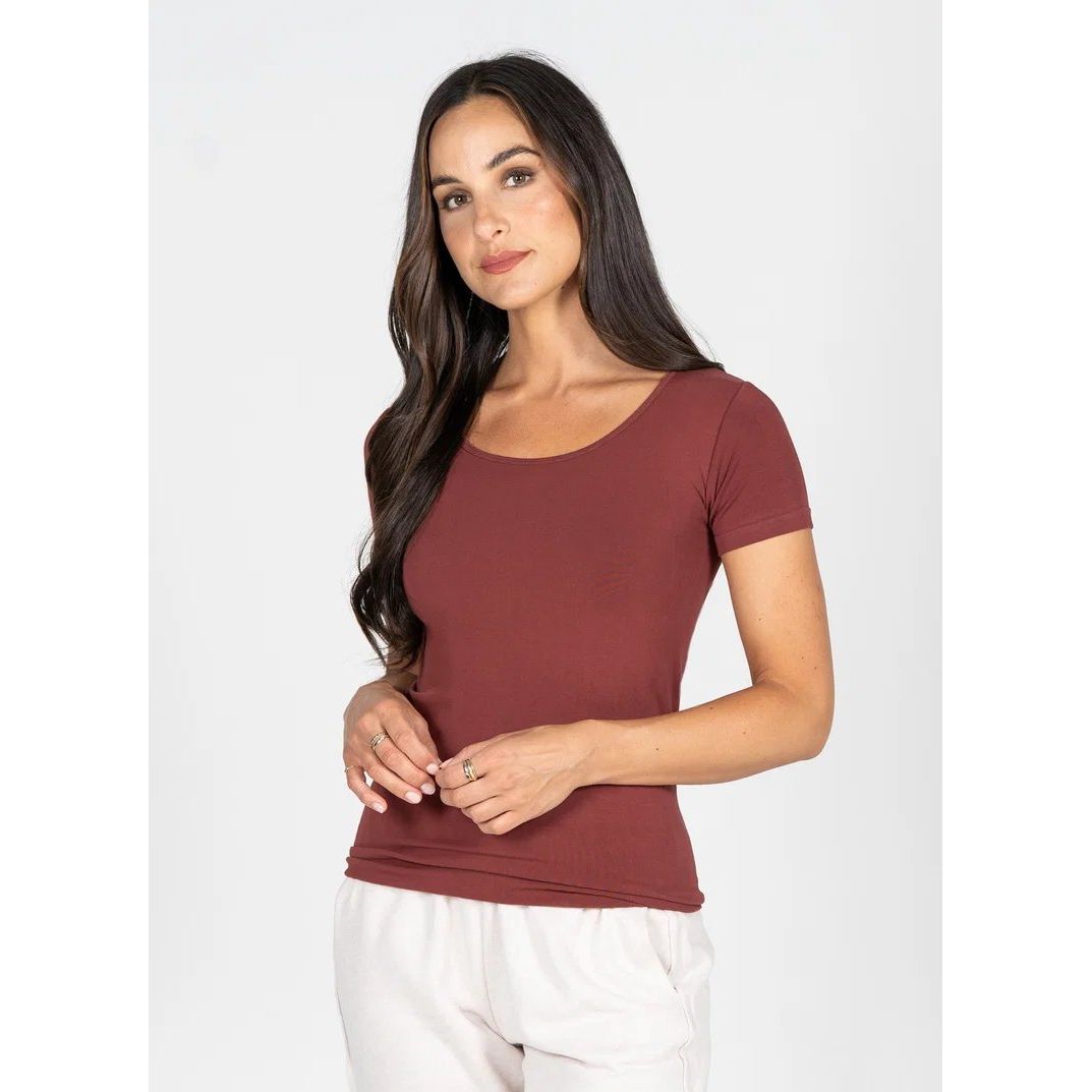 Bamboo Short Sleeve Scoop Neck Top
