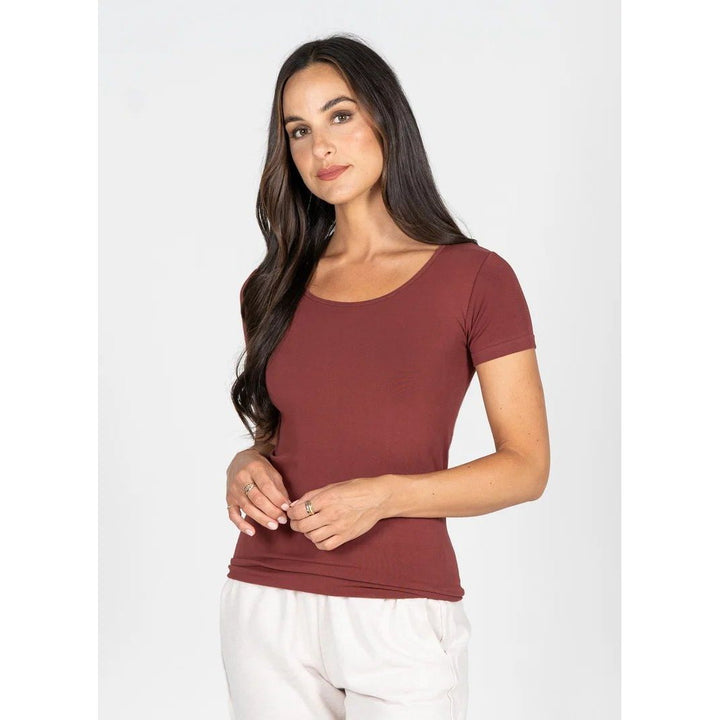 Bamboo Short Sleeve Scoop Neck Top