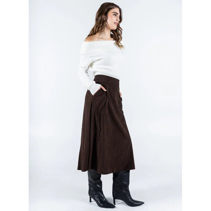 Corduroy A-Line Midi Skirt