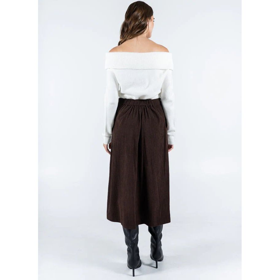 Corduroy A-Line Midi Skirt