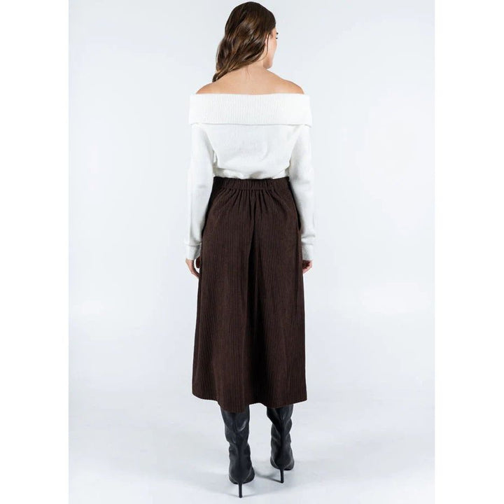 Corduroy A-Line Midi Skirt