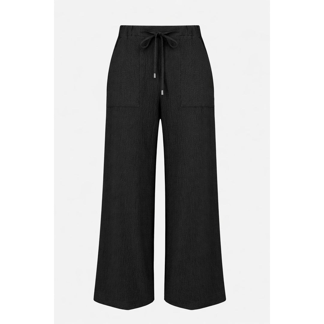 Seersucker Pull-On Crop Pants w/ Front Pockets