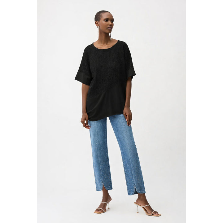 Seersucker + Silky Knit Asymmetrical Top