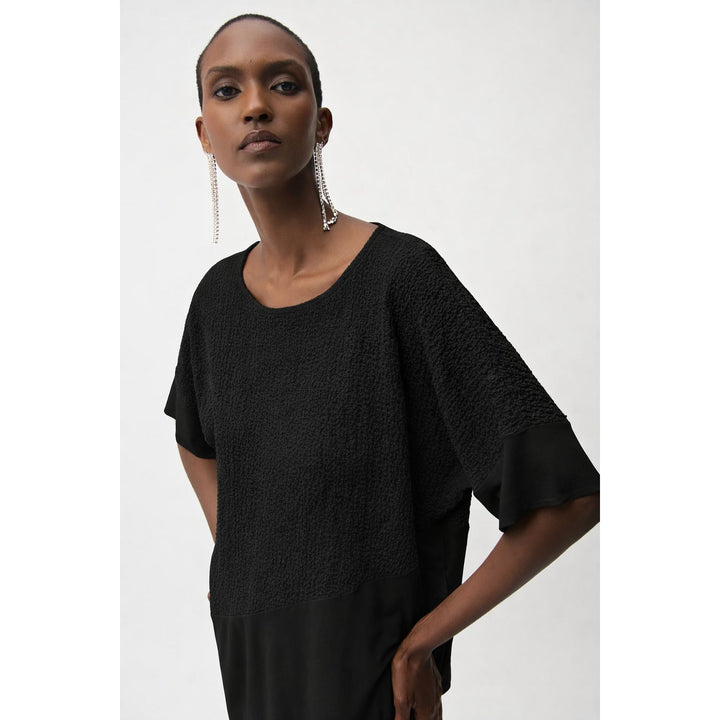 Seersucker + Silky Knit Asymmetrical Top