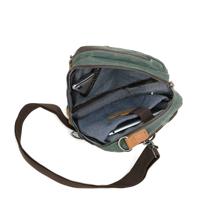 Bolso bandolera multifunción de lona encerada