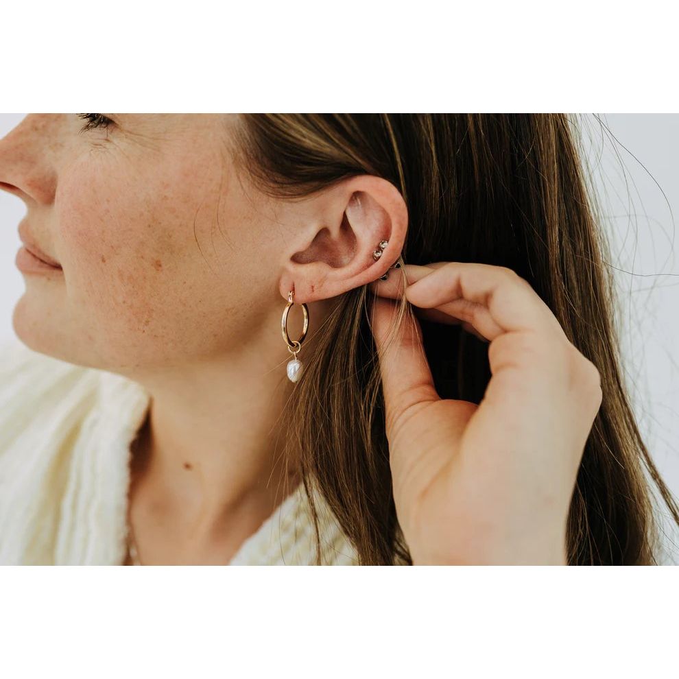Pearl Drop Hoops