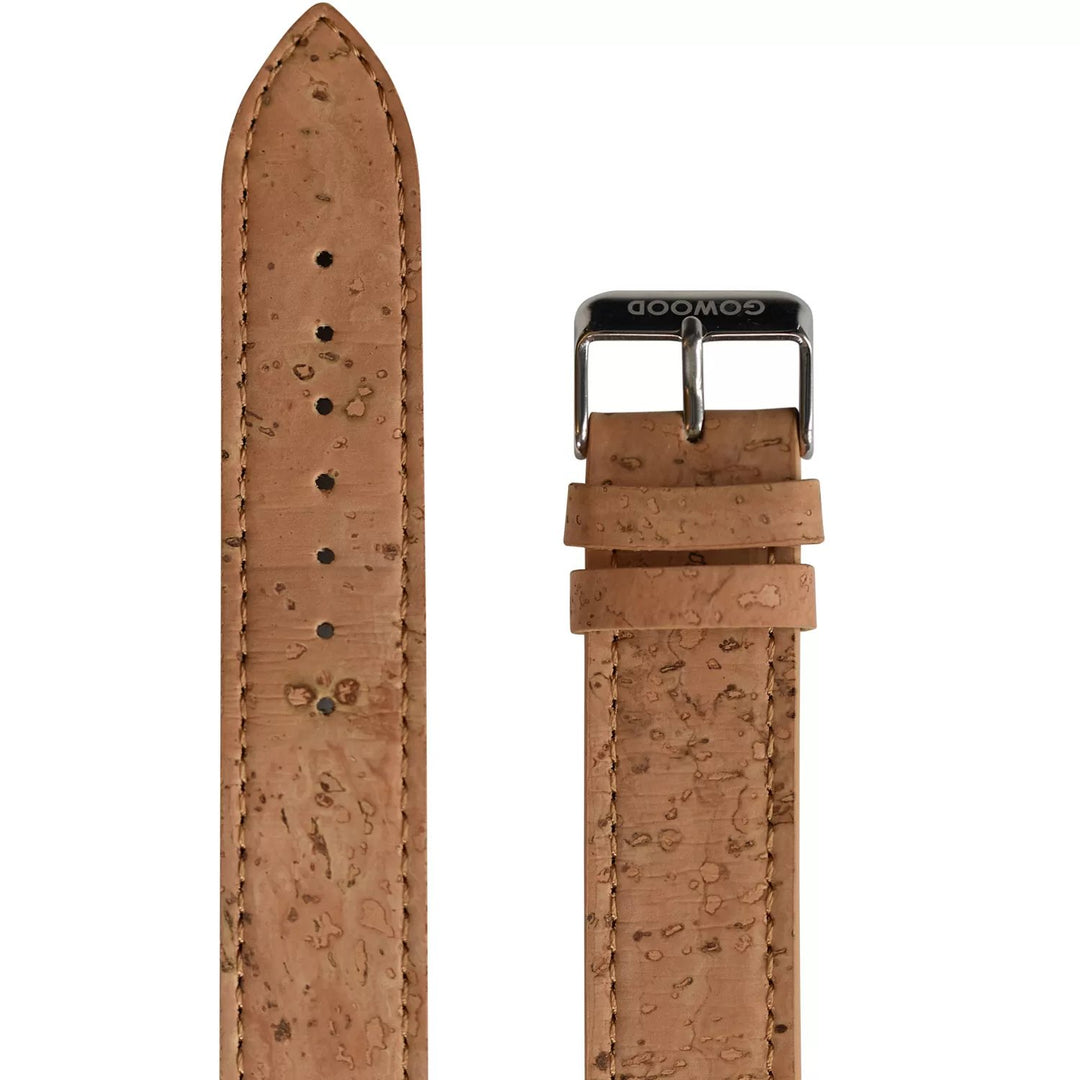 Zebra wood watch face and genuine cork wristband