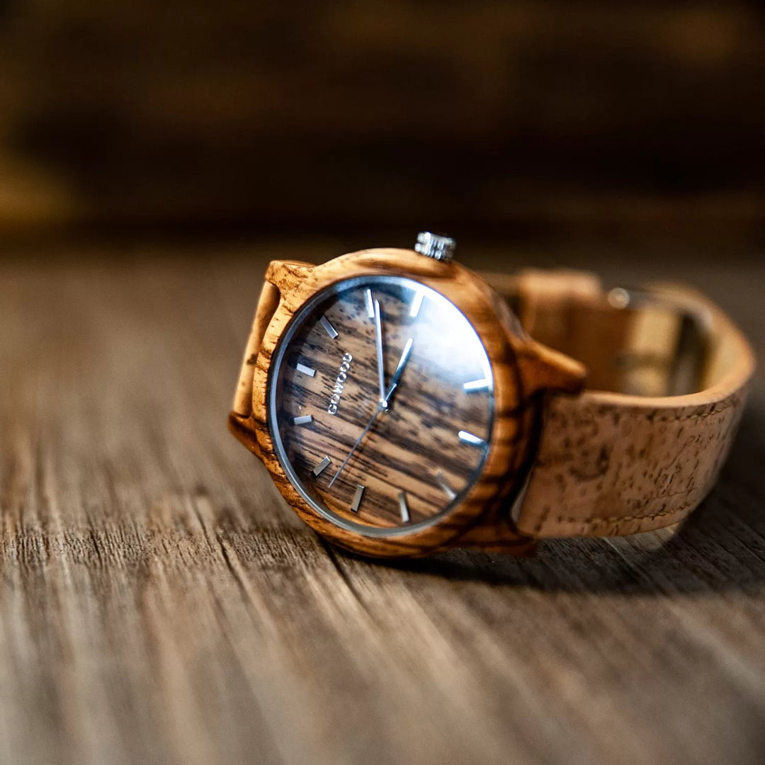 GOWOOD Zebra Wood Watch worn on the wrist