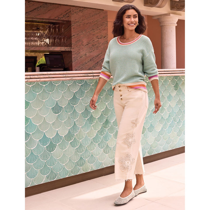 Scoop Neck Cotton Stripe Sweater