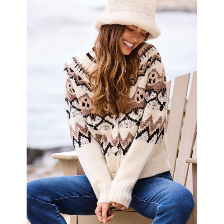 Fair Isle Button Front Sweater Cardigan
