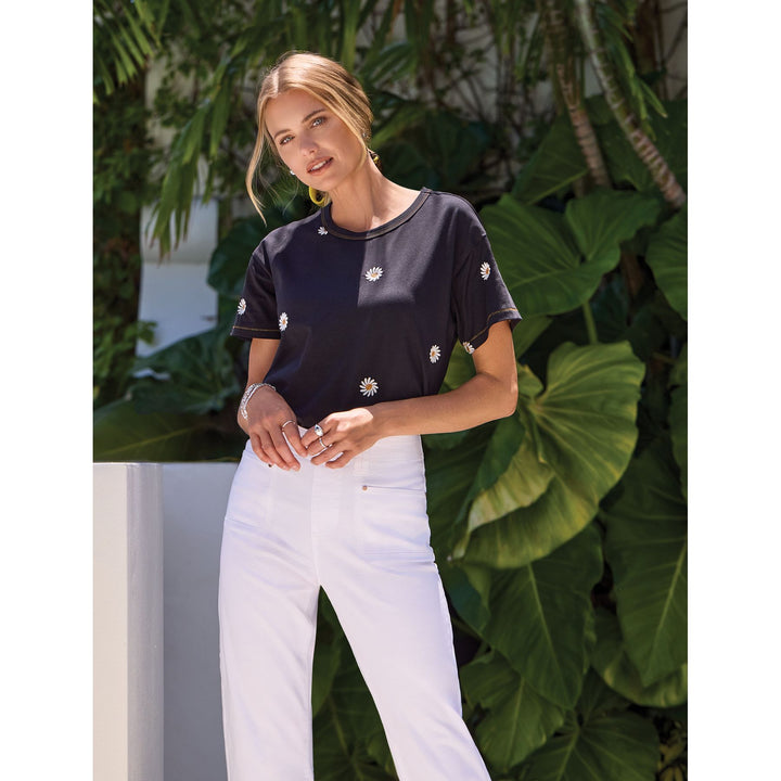 S/S Crew Neck Top w/ Embroidery