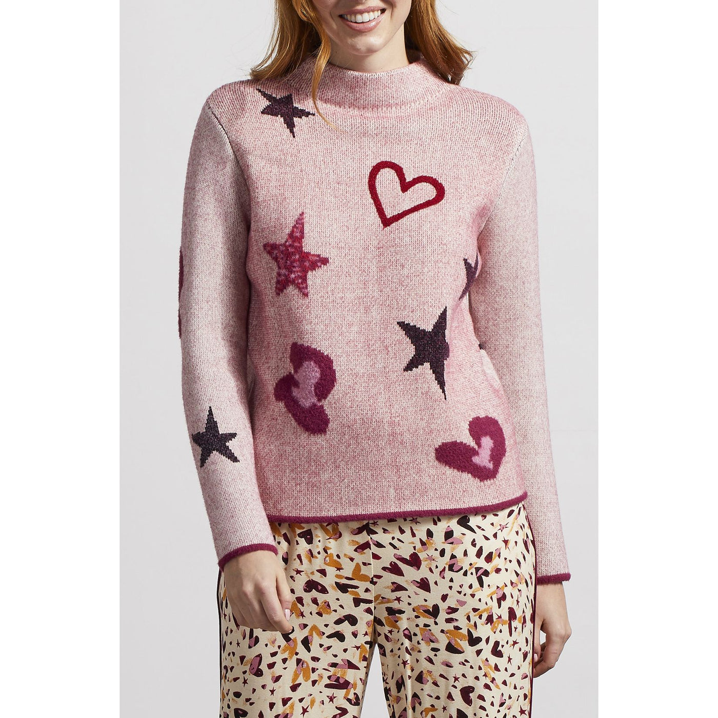 Mock Neck Intarsia Sweater