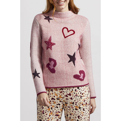 Mock Neck Intarsia Sweater