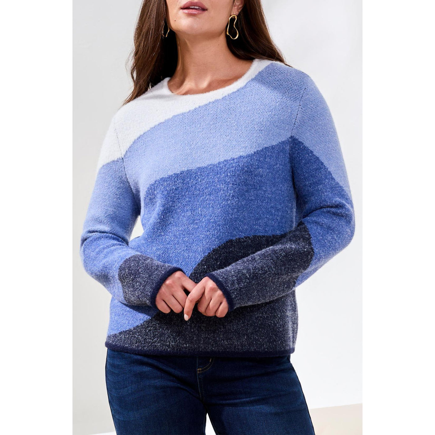 Pull ras du cou en tricot double pelucheux