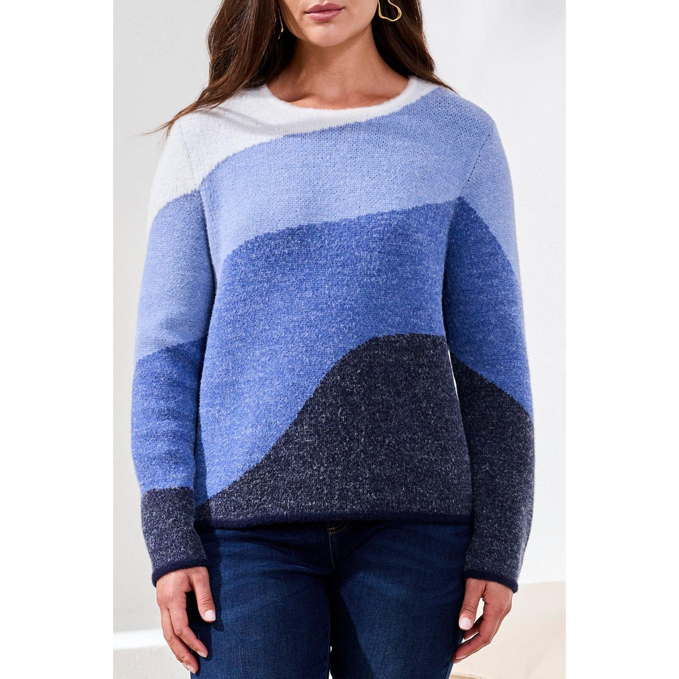 Pull ras du cou en tricot double pelucheux